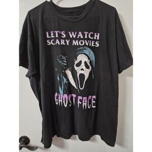 Ghost Face T-Shirt Let's Watch Scary Movies, Size XL, Halloween Horror Theme